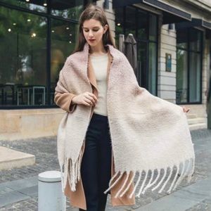 NWT Aynil Beige Ombré All you Need Is Love Blanket Scarf
